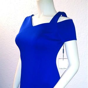 CALVIN KLEIN -- WOMEN ASYMMETRIC NECK SHEATH DRESS